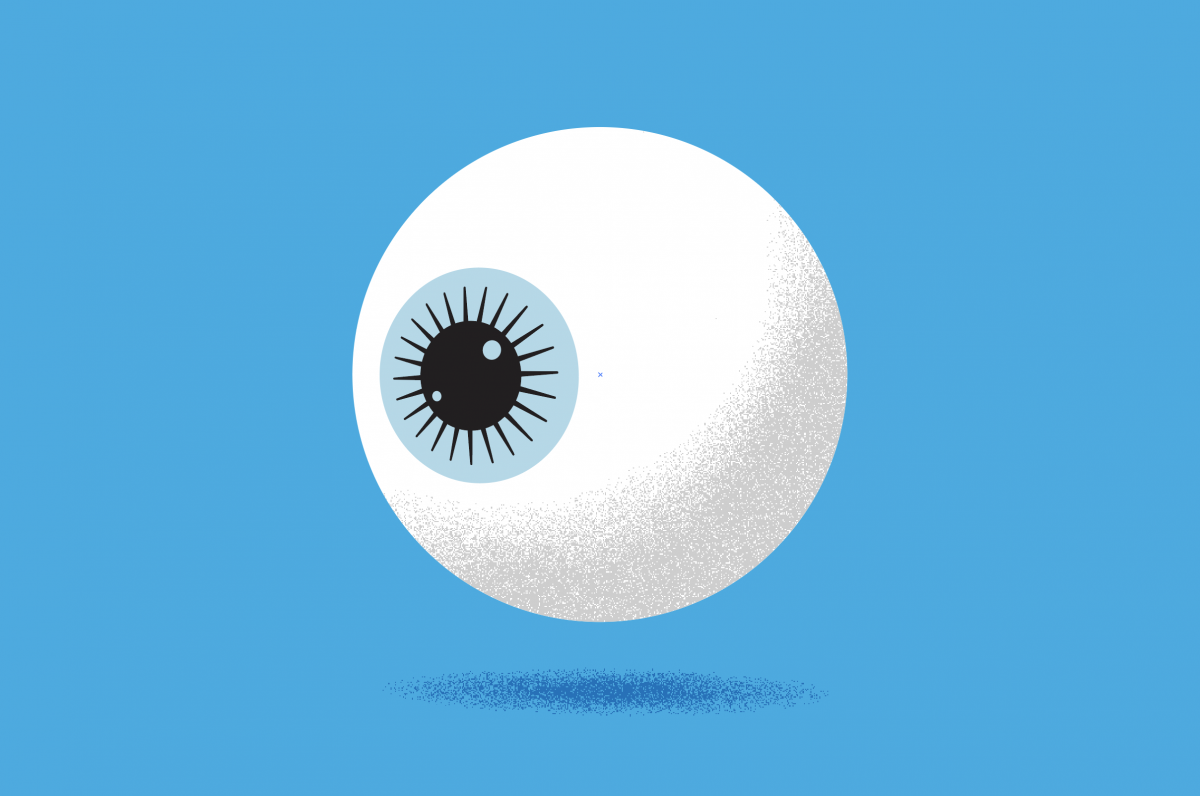 An eye ball illustration that incorporates texture techniques